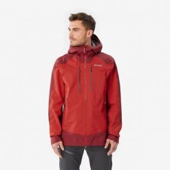 Wodoodporna kurtka wspinaczkowa męska Alpinism Evo. Czerwone kurtki przeciwdeszczowe SIMOND, l, bez wzorów, z materiału, bez kaptura. Za 749.99 zł.