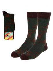 Lucky Socks Skarpety "Jurassic park" w kolorze zielono-brązowym rozmiar: 40-46. Brązowe skarpety Lucky Socks, bez wzorów, prążkowane. Za 30.99 zł.
