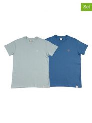 The Time of Bocha Koszulki (2 szt.) w kolorze niebieskim i turkusowym rozmiar: XXL. Niebieskie bezrękawniki The Time of Bocha, xxl, bez wzorów, z bawełny, bez kołnierzyka, bez ramiączek. Za 86.99 zł.