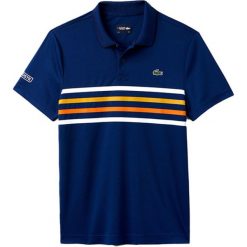 Koszulka polo w kolorze niebieskim ze wzorem. Koszulki polo sportowe marki LACOSTE. W wyprzedaży za 269.95 zł.