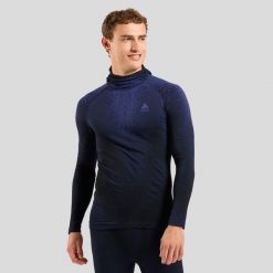 Bielizna termoaktywna z długim rękawem Odlo BL TOP facemask l/s PERFORMANCE. Niebieskia bielizna termoaktywna ODLO, na zimę, l, bez wzorów, z elastanu, bez ramiączek, do biegania. Za 519.99 zł.
