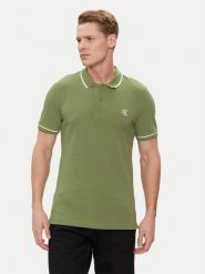 Calvin Klein Jeans Polo J30J315603 Zielony Slim Fit. Zielone koszulki polo Calvin Klein Jeans, m, bez wzorów, z bawełny, bez kołnierzyka, bez ramiączek. Za 189.99 zł.