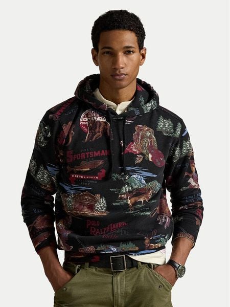 Polo Ralph Lauren Bluza 710980790001 Czarny Regular Fit. Czarne bluzy Polo Ralph Lauren, m, bez wzorów, z bawełny, bez kaptura. Za 939.99 zł.