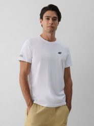 4F T-shirt regular z nadrukiem męski - biały XL. Białe t-shirty 4F, m, bez wzorów, z bawełny, bez kołnierzyka, bez ramiączek. Za 59.99 zł.