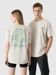4F Koszulka kibica uniseks - biała L. Białe t-shirty 4F, l, bez wzorów, z bawełny, bez kołnierzyka, bez ramiączek. W wyprzedaży za 29.99 zł.