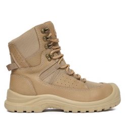 Trzewiki Hunter. Brązowe botki sznurowane Hunter, bez wzorów, bez obcasa, bez zapięcia. Za 349.99 zł.