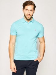 Polo Ralph Lauren Polo Core Replen 710795080 Niebieski Slim Fit. Niebieskie koszulki polo Polo Ralph Lauren, m, bez wzorów, z bawełny, bez kołnierzyka, bez ramiączek. Za 549.99 zł.