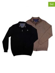 The Time of Bocha Kardigany (2 szt.) w kolorze jasnobrązowo-czarnym rozmiar: XXL. Brązowe swetry rozpinane The Time of Bocha, xxl, bez wzorów, z bawełny, bez kołnierzyka, bez ramiączek. Za 260.99 zł.