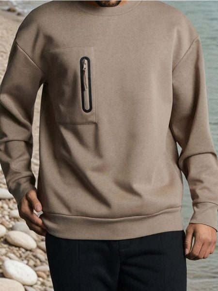 Bluza crewneck - brązowy. Brązowe bluzy bez kaptura Sinsay, l, bez wzorów, bez kaptura. Za 49.99 zł.