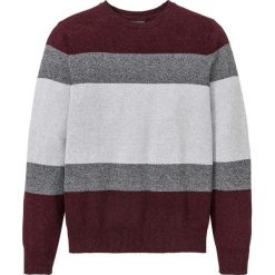 Sweter z bawełny z recylingu bonprix szaro-bordowy. Swetry nierozpinane marki bonprix. Za 74.99 zł.