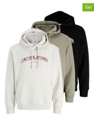 Jack & Jones Bluzy (3 szt.) w kolorze khaki, kremowym i czarnym rozmiar: XXL. Brązowe bluzy Jack & Jones, xxl, bez wzorów, bez kołnierzyka, bez ramiączek. Za 289.95 zł.