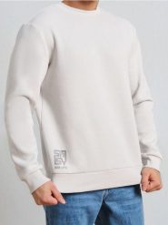 Bluza crewneck z napisem - kremowy. Białe bluzy bez kaptura Sinsay, l, bez wzorów, bez kaptura. Za 27.99 zł.