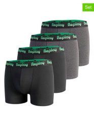 Replay Underwear Bokserki (4 pary) w kolorze szarym i czarnym rozmiar: M. Czarne bokserki Replay Underwear, m, bez wzorów. Za 86.99 zł.