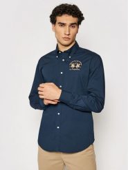 La Martina Koszula Poplin CCMC01 PP003 Granatowy Regular Fit. Niebieskie koszule La Martina, m, bez wzorów, z bawełny, bez kołnierzyka, bez ramiączek. Za 459.99 zł.