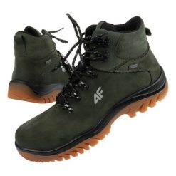 Buty trekkingowe 4F OBMH257 43S zielone. Zielone buty turystyczne bez wzorów, z materiału, za kostkę, bez zapięcia, trekkingowe. Za 576.20 zł.