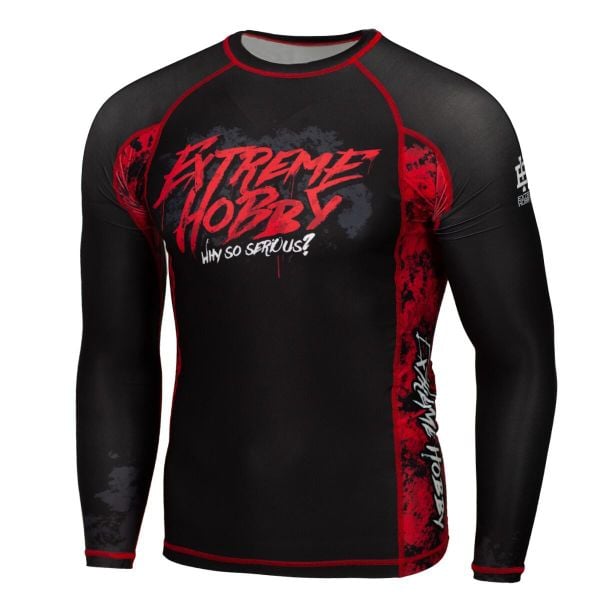 Koszulka sportowa męska Rashguard do MMA EXTREME HOBBY WHY SO SERIOUS. Czarne bielizna termoaktywna EXTREME HOBBY, m, bez wzorów, z bawełny, na fitness i siłownię. Za 199.00 zł.