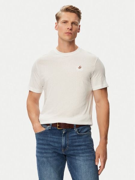 Beverly Hills Polo Club T-Shirt P-SS26M-TS450030WHT Biały Regular Fit. Białe koszulki polo sportowe Beverly Hills Polo Club, l, bez wzorów, z bawełny, bez kołnierzyka, bez ramiączek. Za 159.99 zł.