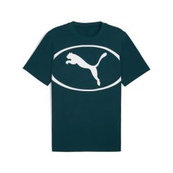 Koszulka Puma SPORT Graphic. Zielone t-shirty sportowe Puma, bez wzorów, z materiału, bez ramiączek. Za 170.50 zł.