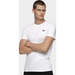 Men's T-shirt TSM300 - white. Białe t-shirty 4F, m, bez wzorów, bez kołnierzyka, bez ramiączek. Za 39.99 zł.