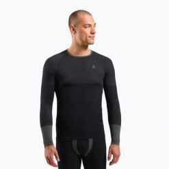 Longsleeve termoaktywny męski ODLO Fundamentals. Czarne bielizna termoaktywna ODLO, na zimę, m, bez wzorów, bez ramiączek, narciarskie. Za 209.99 zł.
