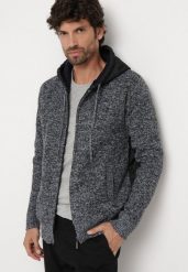 Jasnoszara Dzianinowa Bluza z Kapturem z Wełną z Alpaki Daislli. Szare bluzy Born2be, l, bez wzorów, z dzianiny, z kapturem. W wyprzedaży za 84.99 zł.