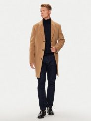 Tommy Hilfiger Płaszcz wełniany MW0MW36611 Beżowy Regular Fit. Brązowe płaszcze Tommy Hilfiger, na zimę, l, bez wzorów, z wełny, bez kaptura. Za 1,799.00 zł.