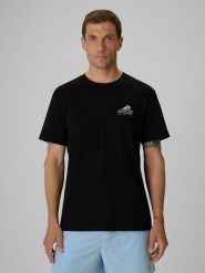 4F T-shirt regular z nadrukiem męski - czarny XL. Czarne t-shirty 4F, m, bez wzorów, z bawełny, bez kołnierzyka, bez ramiączek. Za 69.99 zł.