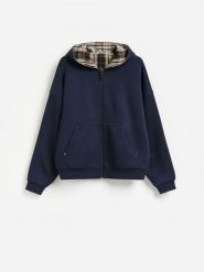 Rozpinana bluza z kapturem - granatowy. Niebieskie bluzy z kapturem Reserved, l, bez wzorów, z bawełny, z kapturem. Za 159.99 zł.