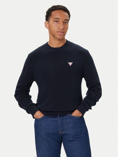 Guess Sweter M4BR30 Z3HM1 Granatowy Regular Fit. Niebieskie swetry rozpinane Guess, m, z aplikacjami, z bawełny, bez kołnierzyka, bez ramiączek. Za 349.99 zł.
