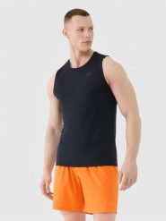 4F Tank top treningowy szybkoschnący męski - czarny M. Czarne t-shirty 4F, m, bez wzorów, z dzianiny, bez kołnierzyka, bez ramiączek. Za 69.99 zł.