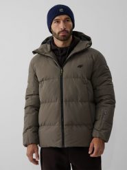 4F Kurtka zimowa membrana 5000 męska - khaki S. Brązowe kurtki 4F, na zimę, m, bez wzorów, bez kaptura. Za 499.99 zł.