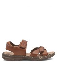 Rieker Sandały 21461-24 Brązowy. Brązowe sandały Rieker, ze skóry, bez zapięcia. Za 234.99 zł.