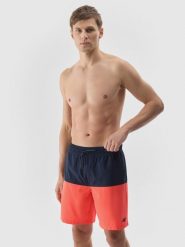 4F Spodenki plażowe męskie - granatowe L. Niebieskie szorty 4F, l, bez wzorów, z elastanu, wakacyjne. W wyprzedaży za 79.99 zł.