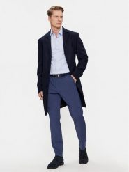 Calvin Klein Płaszcz wełniany K10K110462 Granatowy Regular Fit. Niebieskie płaszcze CALVIN KLEIN, m, bez wzorów, z wełny, bez kaptura. Za 2,389.00 zł.