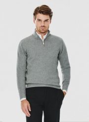 PAKO LORENTE – Szary sweter z wysoką stójką zapinaną na zamek. Szare swetry nierozpinane Pako Lorente, na zimę, m, bez wzorów, z bawełny, bez kołnierzyka, bez ramiączek. Za 149.99 zł.