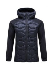 Kurtka Peak Performance puchowa męska Helium Down Hybrid Hood czarna - S. Czarne kurtki Peak Performance, m, bez wzorów, z materiału, z kapturem. Za 999.00 zł.