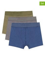 Wrangler Bokserki (3 pary) "Griffin" w kolorze niebieskim, oliwkowym i szarym rozmiar: M. Brązowe bokserki Wrangler, m, bez wzorów. Za 83.42 zł.