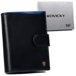 Portfel skórzany Rovicky N4L-RVT-6900 czarny. Czarne portfele ROVICKY, bez wzorów. Za 45.09 zł.
