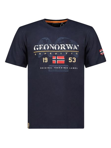 Geographical Norway Koszulka "Jecking" w kolorze granatowym rozmiar: XXL. Niebieskie bezrękawniki Geographical Norway, xxl, bez wzorów, z bawełny, bez kołnierzyka, bez ramiączek. Za 60.95 zł.