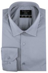 Jednokolorowa, Bawełniana Koszula o Prostym Kroju - Szara. Szare koszule Pazzani, bez wzorów, z bawełny, bez kołnierzyka, bez ramiączek. Za 169.00 zł.