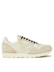 Emporio Armani Sneakersy X4X537 XN730 01427 Beżowy. Brązowe buty sportowe casual Emporio Armani, bez wzorów, z materiału, bez zapięcia. Za 779.99 zł.