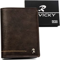 Portfel skórzany Rovicky N890-CMC brązowy. Brązowe portfele ROVICKY, bez wzorów, ze skóry. Za 64.00 zł.