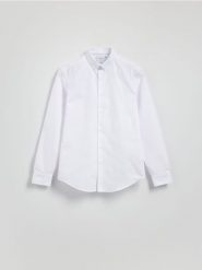 Strukturalna koszula regular fit - biały. Białe koszule Reserved, l, bez wzorów, z bawełny, bez kołnierzyka, bez ramiączek. Za 139.99 zł.