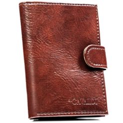 Duży, brązowy portfel męski ze skóry ekologicznej zapinany na zatrzask - 4U Cavaldi. Brązowe portfele 4U Cavaldi, bez wzorów, ze skóry ekologicznej. Za 24.99 zł.