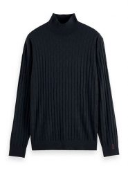 Scotch & Soda Sweter w kolorze granatowym rozmiar: XL. Niebieskie swetry nierozpinane Scotch & Soda, xl, bez wzorów, ze splotem, bez kołnierzyka, bez ramiączek. Za 215.21 zł.