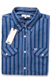 LEE OVERSIZED MĘSKA KOSZULA W PASKI CASUAL WESTERN LIMOGES L45OLVFE 112110325. Niebieskie koszule Lee, l, bez wzorów, z materiału, bez kołnierzyka, bez ramiączek. W wyprzedaży za 79.99 zł.