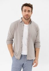 Bawełniana koszula, Regular Fit, K-NAIROBI. Brązowe koszule Volcano, l, bez wzorów, z bawełny, bez kołnierzyka, bez ramiączek. Za 119.99 zł.