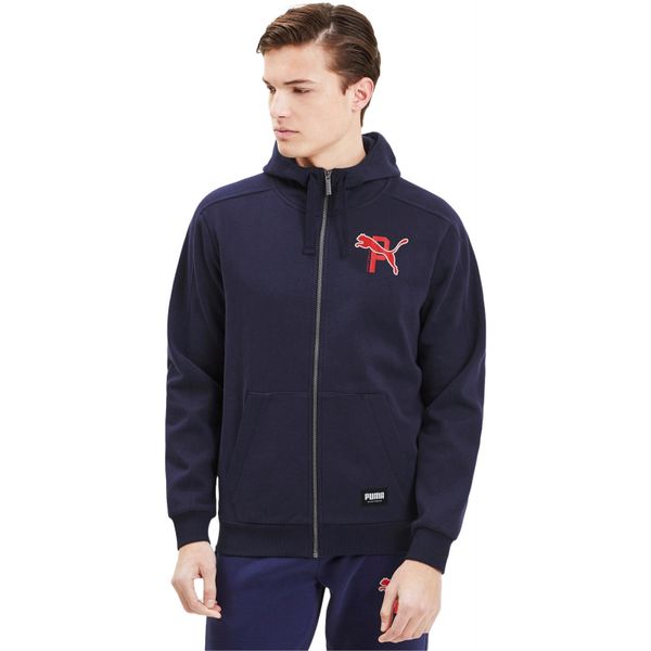 Bluza z kapturem męskie Puma Athletics. Niebieskie bluzy z kapturem Puma, m, bez wzorów, z bawełny, z kapturem. Za 290.00 zł.