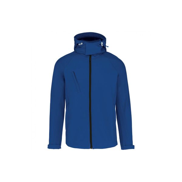 Kurtka z kapturem Kariban Softshell. Niebieskie kurtki KARIBAN, m, bez wzorów, z elastanu, z kapturem. Za 270.50 zł.