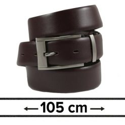 Pasek do Spodni Męski, Ciemny Brązowy 105cm, Skórzany, Elegancki, Możliwość Skrócenia -ZET. Brązowe paski Zet, bez wzorów, ze skóry, eleganckie. Za 89.00 zł.